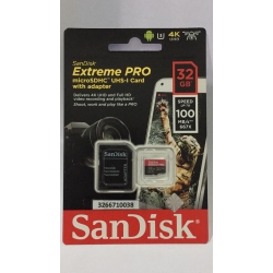 MicroSD Sandisk 32GB Extreme Pro 100Mbps + Adapter